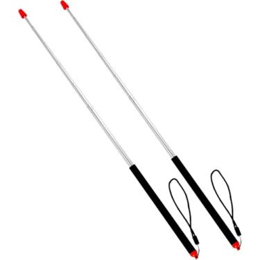Imagem de 2 palitos de ponteiro de professor com 2 alças de pulso, bastão telescópico extensível retrátil para reuniões de sala de aula, palestras, seminários, apresentações, quadro branco
