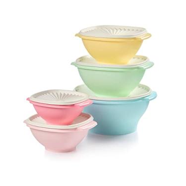 Imagem de Tupperware Heritage Collection 10 Piece Food Storage Container Set in Vintage Colors - Dishwasher Safe & BPA Free - (5 Bowls + 5 Lids)