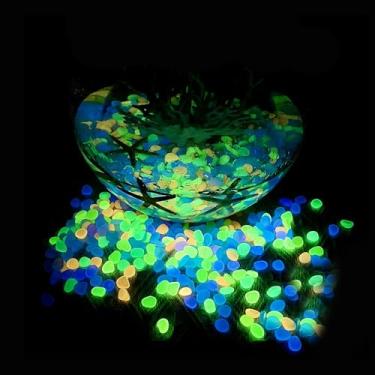 Imagem de Decoração de aquário, pedras que brilham no escuro para passarela de jardim, pedras luminosas para paisagismo, rochas de caminho ao ar livre, 100/200/400 peças