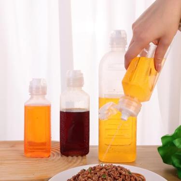 Imagem de Garrafas de espremer condimentos, garrafa de mostarda de ketchup com escala de tampas, garrafas de esguicho para molhos, óleo, molhos de salada, mel (250 ml)