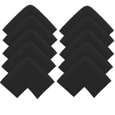 Imagem de Pacote com 10 protetores de canto de espuma de borracha macia para uso em L, proteção de canto de espuma de borracha pré-colada de segurança para lareira, mesa, escada, armário, preto