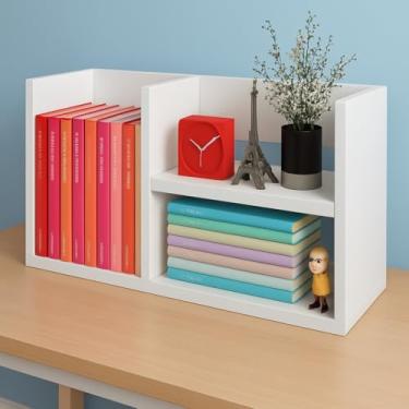 Imagem de Prateleira Decorativa para Mesa Organizador de Escrivaninha em MDF Branco 35x45x18cm Porta Livros com Divisórias para Escritório e Home Office Sinanue