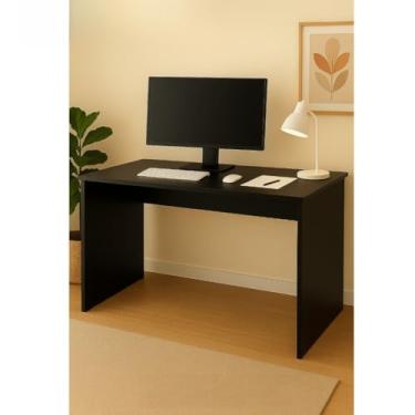 Imagem de Mesinha de Computador Multiuso Lulu 110x45x78cm – Escrivaninha Home Office, Escritório, Estudo e Penteadeira, MDF 15mm, Cores Branco, Preto e Freijó(preta)