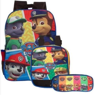 Imagem de Kit Mochila de Costa Infantil Menino Patrulha Canina Mais Lancheira Te