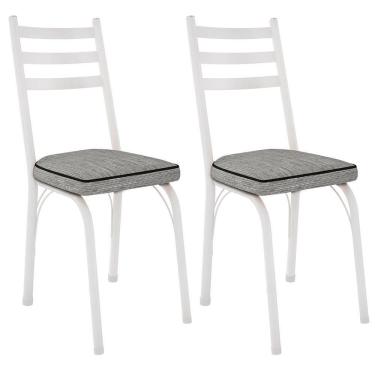 Imagem de Kit 2 Cadeiras Para Cozinha Tubular D-13 Nara De Aço Branco/grafiato