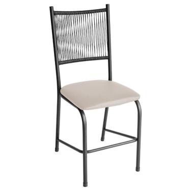 Imagem de Cadeira Lugo Em Aço E Fibra Estofada Para Cozinha Ou Jantar Preto Com Branco Gelo