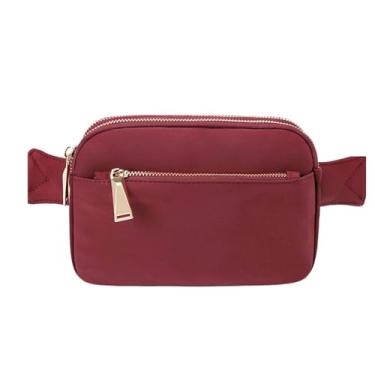 Imagem de Pochetes com cinto para homens e mulheres, bolsa transversal com vários bolsos com zíper e alça ajustável, 1 pacote - vinho tinto, Tendência