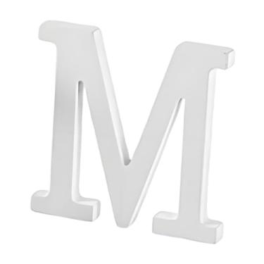 Imagem de Generic Letra de madeira branca, alfabeto em madeira, peça central de mesa criativa e para decoração de sala de estar, M