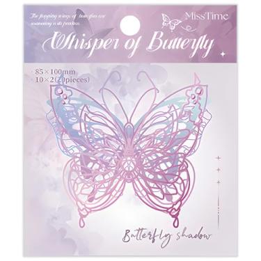 Imagem de Gryast Pacote de 20 adesivos de borboleta para garrafas de água, laptops, diários - 10 designs exclusivos, 5 cores vibrantes - à prova d'água, adesivos de vinil PET para scrapbooking, agendas