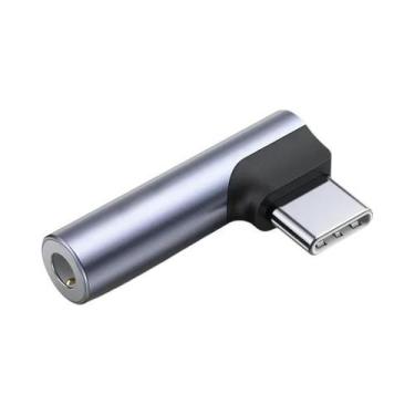 Imagem de Adaptador USB C Para Jack AUX De 3,5mm 2 Em 1 Tipo Cotovelo OTG Carreg