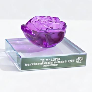 Imagem de FANF&YKPY Estatueta criativa de cristal rosa de casamento presente romântico para aniversário de esposa, dia dos namorados, para amante, casal, namorada e ela (para meu amante - roxo)