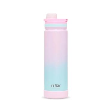 Imagem de TYESO - Copo Térmico 750ml Inox Garrafa com Cores Gradientes - Garrafa Térmica Adequada para Bebidas como Agua, Chá Gelado, Café e Granizados(Rosa Azul)