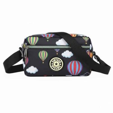 Imagem de Bolsa transversal pequena para mulheres - Mini bolsas de telefone com alça transversal e carteira - bolsa de braço de nylon, Balão de ar preto-quente, Tendência