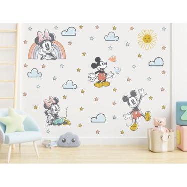 Imagem de Adesivo De Parede Mickey Minnie Rabisco Aquarela Decoração Quarto Estr
