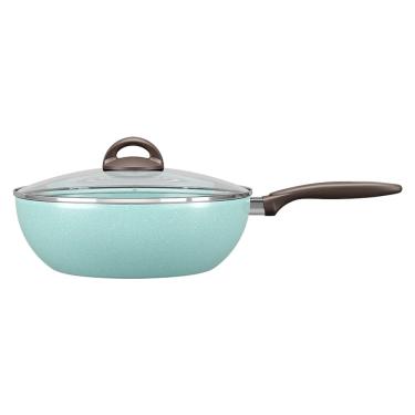 Imagem de Panela Wok Brinox Suprema Ceramic Life Antiaderente 4,1L 28cm Tampa de Vidro Verde