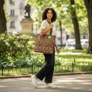Imagem de Maxi Bolsa Feminina Sacola Ecobag DuRio Estampas Coloridas, Zebra