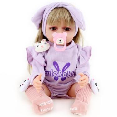 Imagem de Sweetie Reborn Boneca Cabelos Longos Bebê Reborn Loira Premium Coelhinha