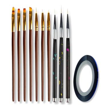 Imagem de Kit 7 Pincel Unhas de Gel + 3 Pincéis Ultra Fino + Brinde