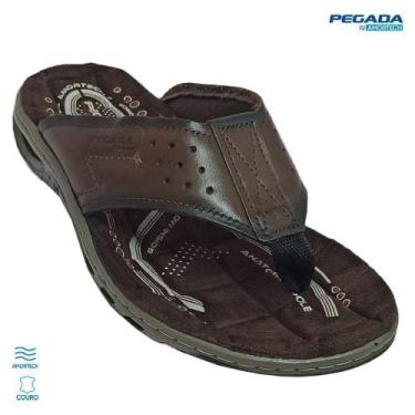Imagem de Chinelo Pegada Masculino Em Couro Anilina, Pinhao, 38