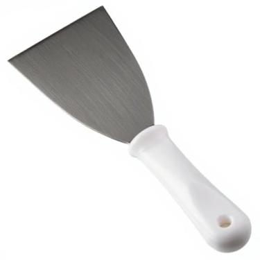 Imagem de Espátula Reta Profissional de Hamburguer em Inox 4” para Chapa, Lanches, Churrasco, Hot-Dog, Fatiador De Pizza, Corte De Massa, Sorvete De Rolo, Chapeiro - Cabo Resistente ao Calor