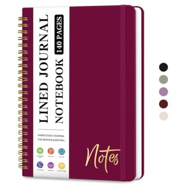 Imagem de ZOTIA Caderno de diário espiral forrado para mulheres, diários pautados pela faculdade A5 para escrever, cadernos de capa dura para trabalho, anotações e material escolar de escritório, 140 páginas