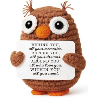Imagem de Gifts for Friend Him Her - Coruja de crochê feita à mão - Presentes de aniversário inspiradores para estudante, professor, colega de trabalho, Natal, formatura, aposentadoria, presente de promoção