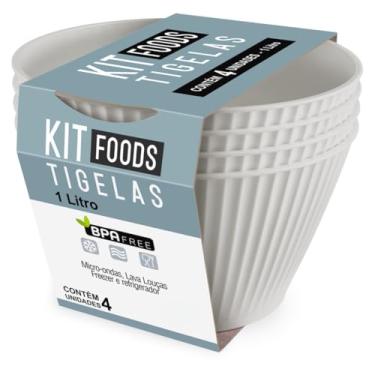 Imagem de Kit 4 Bowls Pote Cumbuca Tigela 1000ml Petisqueira Plástico Cozinha (Cinza Claro)