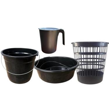 Imagem de Kit Completo para Casa com Balde 5L, Bacia 6,5L, Cesto Telado 10L e Ja