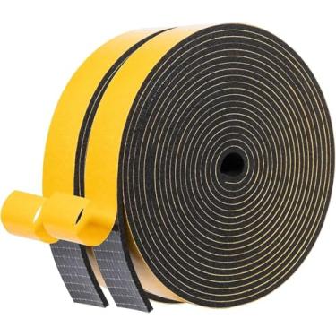 Imagem de Faixa de vedação de porta de decapagem climática, fita de espuma autoadesiva, tira de vedação contra clima, para vedação de lacuna, 1,9 cm x 0,5 cm x 8,5 m, preta