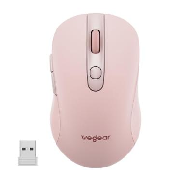 Imagem de Mouse sem fio USB para laptop, PC, Mac, mouse sem fio de 2,4 GHz com 6 botões, 5 níveis ajustáveis de 4000 DPI, mouse óptico portátil ergonômico, vida útil da bateria de 24 meses, rosa