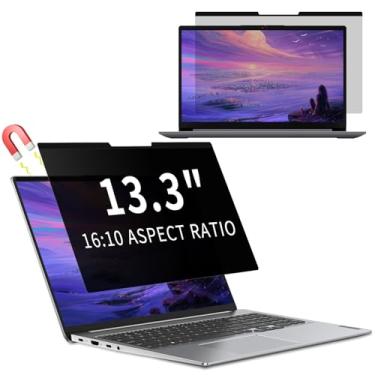 Imagem de KiimLaa Filtro magnético removível de privacidade para monitor de laptop de 13,3 polegadas 16:10, antiespião, antirreflexo, película bloqueadora de luz azul para notebook 13,3" (286 x 185) mm