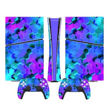 Imagem de Skin Wrap Compatible with PS5 Slim Digital, Vinyl Decal Protective Game Sticker Cover for Wireless Console & Controller (Blue Design)