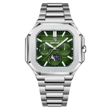 Imagem de Relógio masculino quadrado em aço inoxidável multifuncional design esportivo