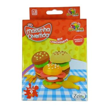 Imagem de 4 massinha de modelar + Moldes de Hamburgueria e Comidinhas Lacnheria + Faquinha + Seriga Extrusora de Plástico