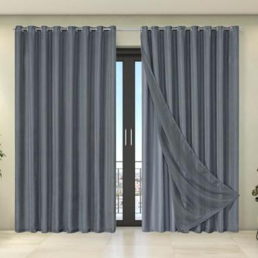 Imagem de Cortina Tecido Blecaute com Voil Liso 2,70m x 2,30m 100% Poliéster 100