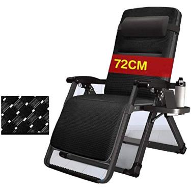 Imagem de Espreguiçadeira de jardim, espreguiçadeira, dobrável, reclinável, com suporte para copos, espreguiçadeira, varanda com gravidade zero, dobrável, removível, almofada de pescoço (cor cinza), preta