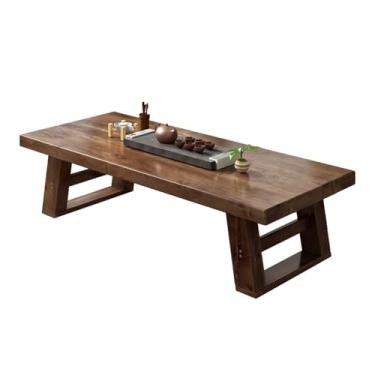 Imagem de HYUIO Mesa de chá japonesa, mesa de tatame, mesa baixa japonesa, mesa de altar baixo para meditação, madeira maciça, quarto, mesa de chá, mesa de chá longa, mesa de varanda (marrom, 120 x 60 x 38 cm)