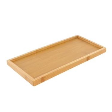 Imagem de Bandeja de Bambu Natural Lateral 30 cm para Café da Manhã Servir Decorar com Sofisticação Petisqueira