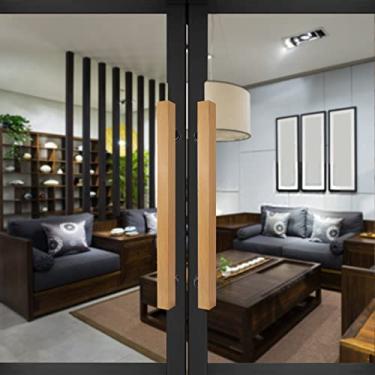 Imagem de STXYANGV Puxador de porta de entrada de escritório, puxador de porta de barra de madeira interior exterior para porta de celeiro deslizante, hall de hotel, cafeteria, sala de jantar, puxador push pull