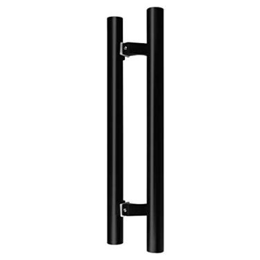 Imagem de Maçaneta de porta de aço inoxidável durável para casa deslizante porta de celeiro de madeira/porta de vidro de escritório comercial - preta, 3 comprimentos - 1200 × 800 mm