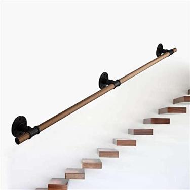 Imagem de Corrimãos de escada antiderrapantes de madeira maciça de madeira natural, uso doméstico contra a parede, grades internas do sótão para idosos, hastes de suporte de corredor (tamanho: 3,4 m)