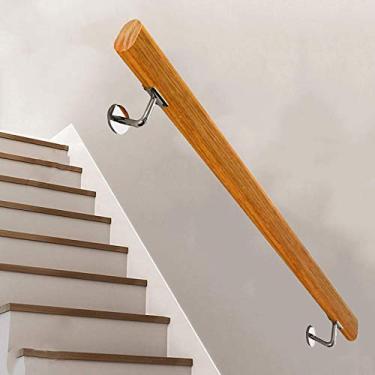 Imagem de SENNIAN Corrimãos de escada, kit completo, trilho de escada de madeira antiderrapante, trilhos internos para idosos corrimãos de corrimãos de corredor, para bares, lofts, villa (30 pés-6 m) (tamanho