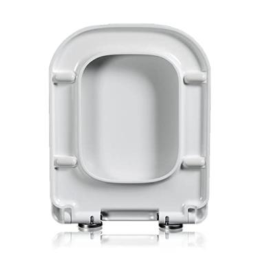 Imagem de Acessórios para assento de vaso sanitárioAssento de vaso sanitário quadrado assento de vaso sanitário de fechamento macio, assento de vaso sanitário branco liberação rápida assento de vaso sanitário