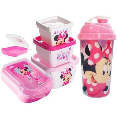 Imagem de Kit Lancheirinha Infantil Minnie Rosa Lanche Alimentação - Plasutil