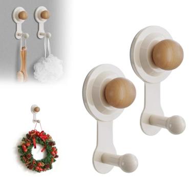 Imagem de Cabides de guirlanda para porta da frente, ganchos de ventosa resistentes para guirlandas de porta ou chuveiro, gancho removível sem perfuração para guirlanda de porta, banheiro, azulejos de cozinha