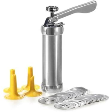 Imagem de Máquina Modeladora de Biscoitos com 4 Bicos e 10 Formas – Extrusora para Biscoitos, Ideal para Bolachas, Cookies e Confeitaria Caseira, Manual e Prática