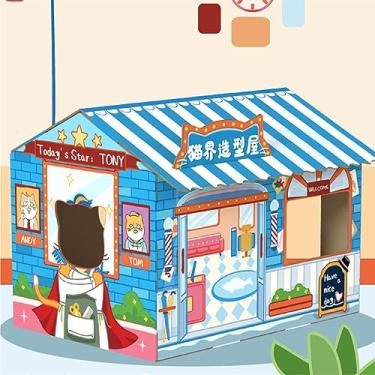Imagem de Naroote Casa para Gatos Com Erva-de-gato, Durável, Leve, de Papelão, para Brincar, Promove a Saúde das Patas e Instintos Naturais, Ideal para Proprietários de Gatos (Design de salão)