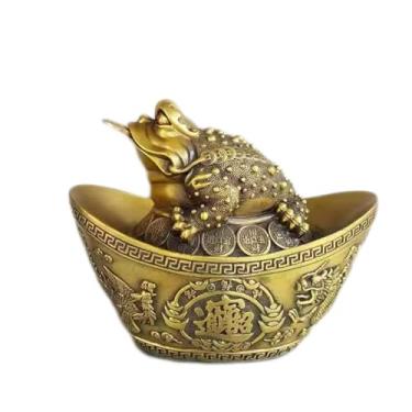 Imagem de Cofrinho de lingote de ouro de cobre puro, design de cornucópia de sapo dourado para decoração de entrada de escritório e casa, presente auspicioso