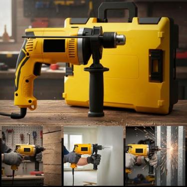 Imagem de Furadeira Impacto Profissional Nakasaki 13mm 900w Com Maleta (Amarelo 110v)