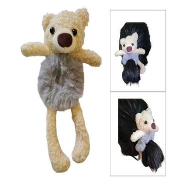 Imagem de Xuxinha Infantil Elástico de Pelúcia Bichinho Ursinho - 15038E6, bege,